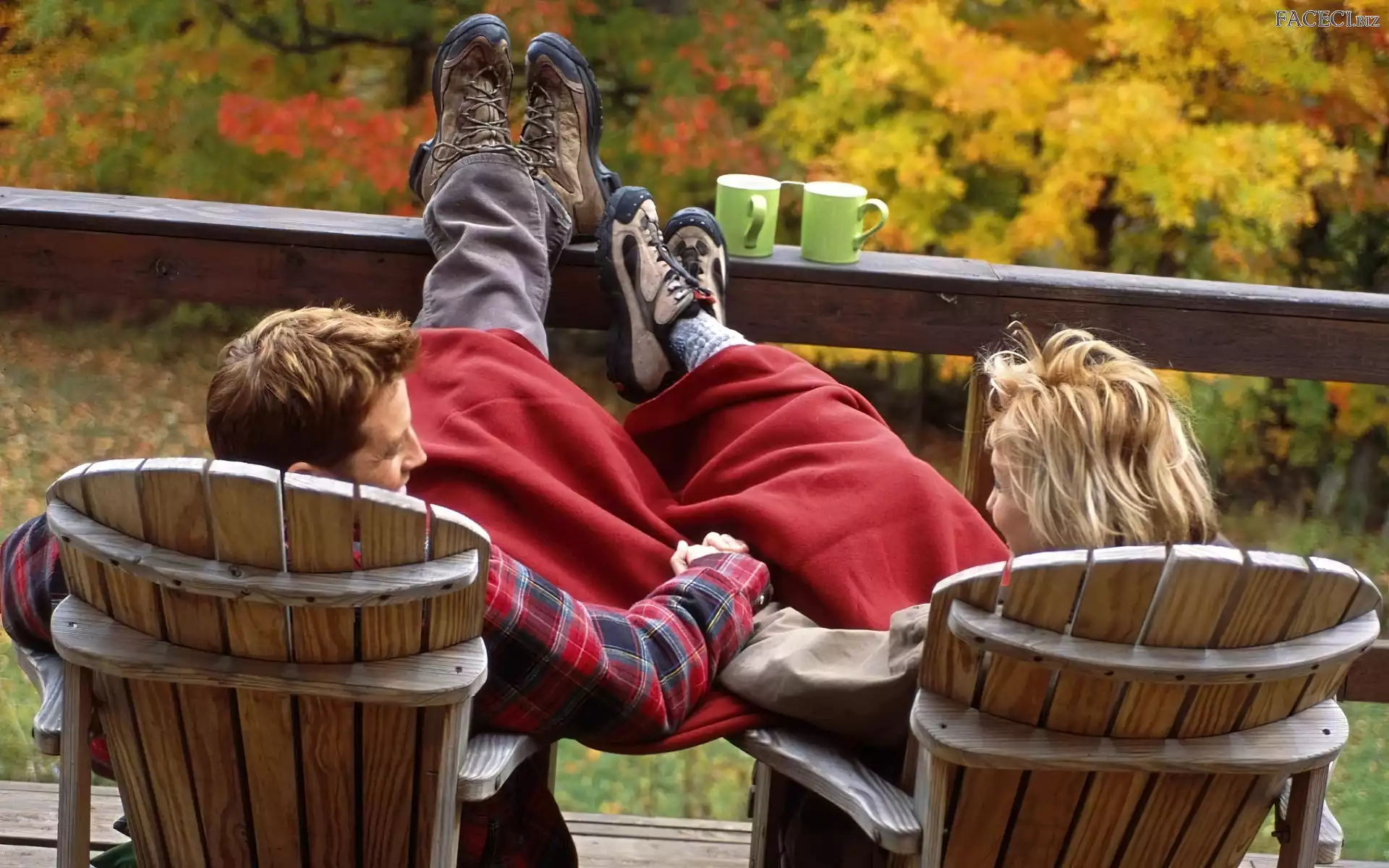 Dziewczyna, Para, Miłość, Fotele, Chłopiec, Jesień